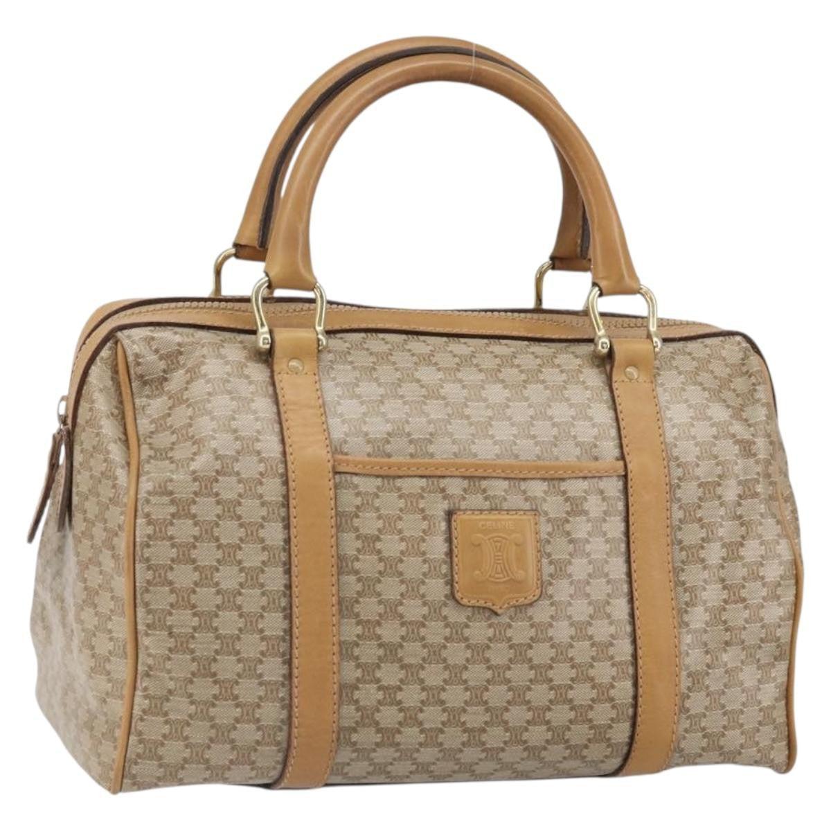 Celine Macadam Handbag Macadam with leather, BEIGE, PVC, Handbag