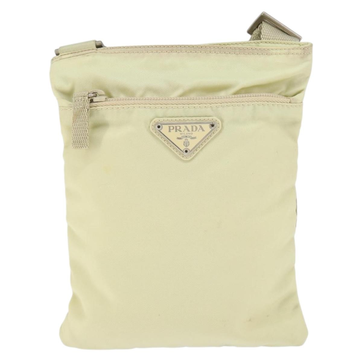 Prada Flat Messenger Tessuto, SILVER, NYLON, Shoulder bag