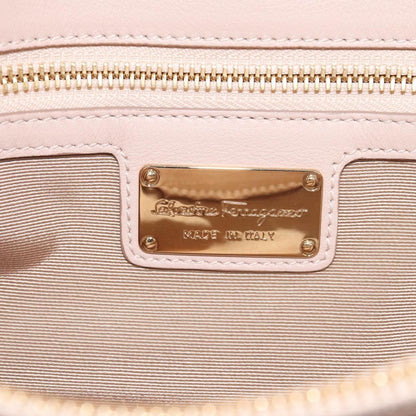 Salvatore Ferragamo Gancini Shoulder Bag Leather, BEIGE, LEATHER, Shoulder bag