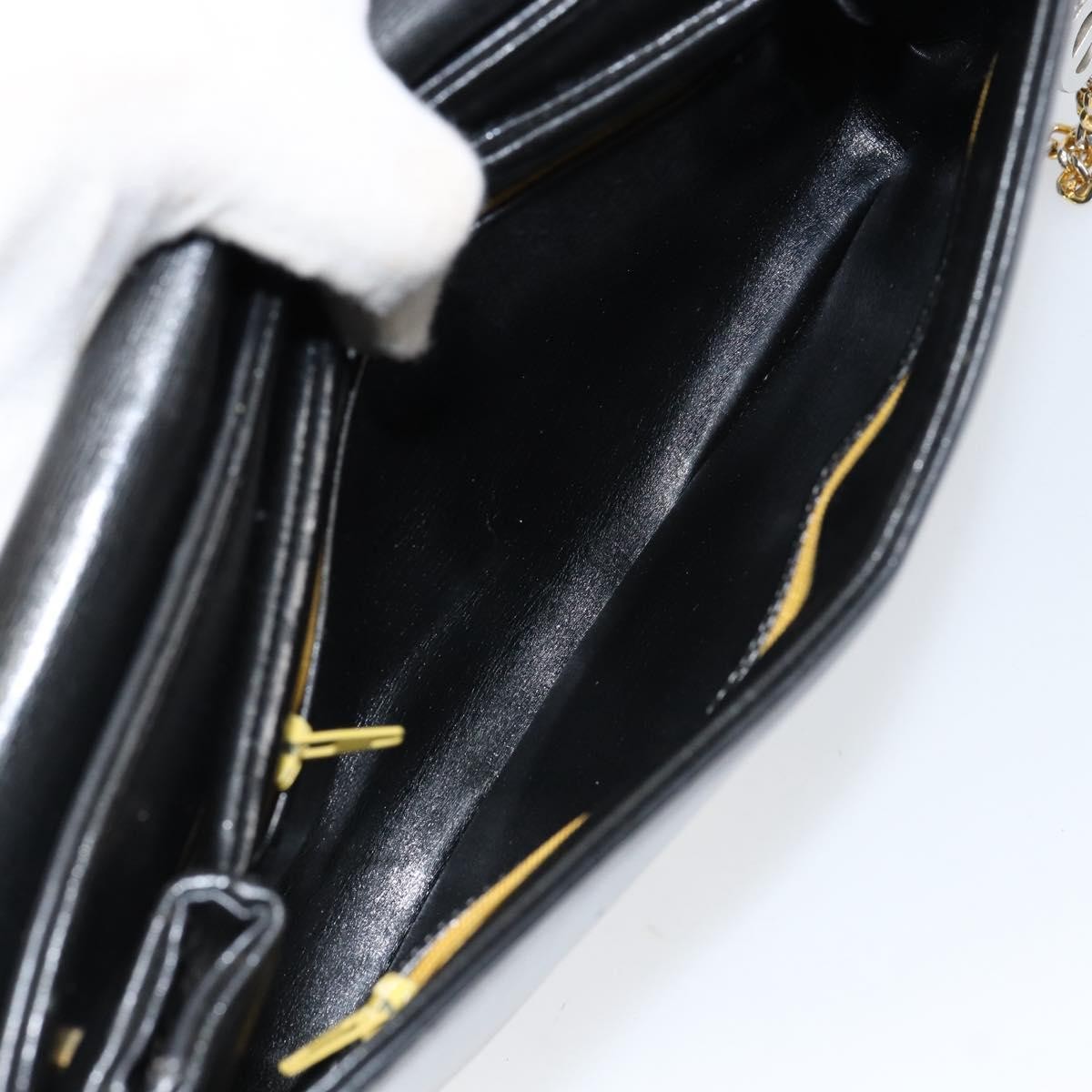 Christian Dior Vintage Chain Flap Shoulder Bag Leather, BLACK, LEATHER, Shoulder bag