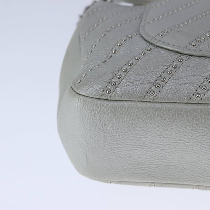 Chanel Vintage Classic Single Flap Bag Stitched Calfskin, GRAY, LEATHER, Shoulder bag