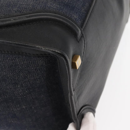 Celine Luggage Bag Denim and leather, BLACK, DENIM_JEANS, Handbag