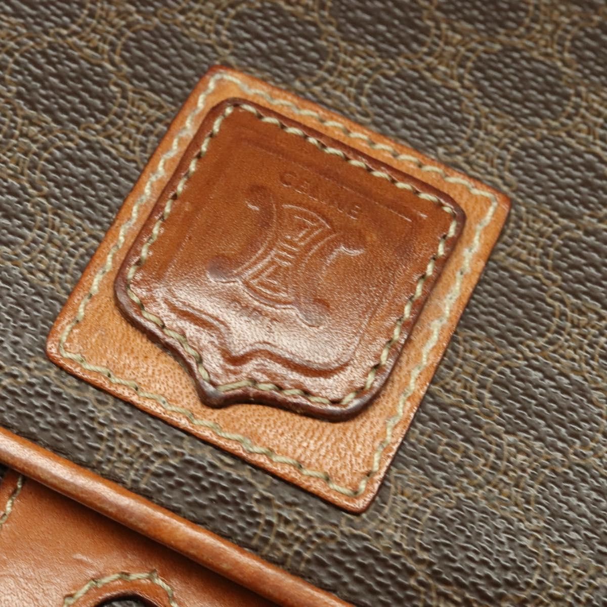 Celine Macadam Shoulder Bag PVC Leather, BROWN, CANVAS, Shoulder bag