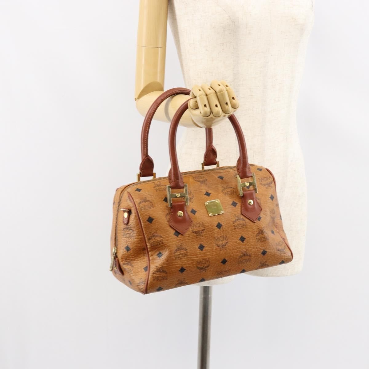 MCM Visetos logogramme Handbag Canvas and Leather, BROWN, CANVAS, Handbag