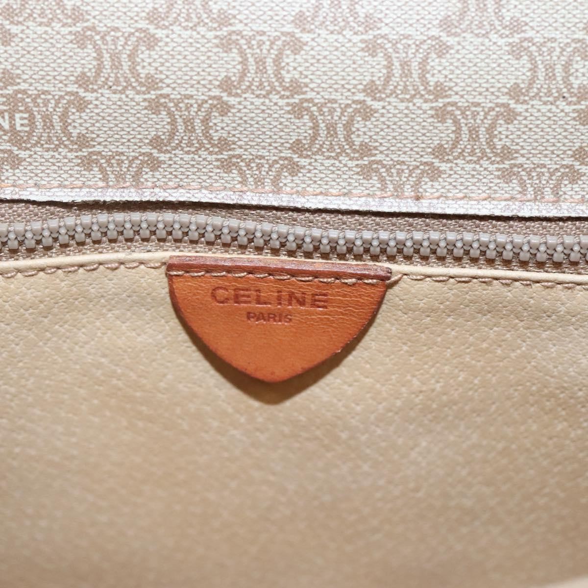 Celine Vintage Macadam Shoulder Bag Canvas and Leather, BEIGE, CANVAS, Shoulder bag
