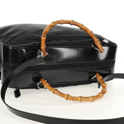 Gucci Vintage Bamboo Handle Bag Nylon, Black, Nylon, Handbag