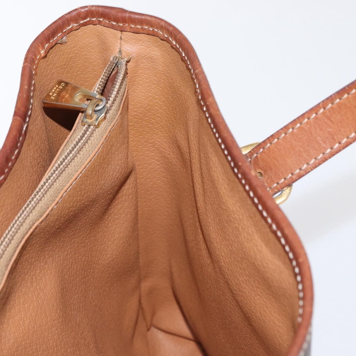 Celine Vintage Macadam Handbag Canvas and Leather, BROWN, CANVAS, Tote bag