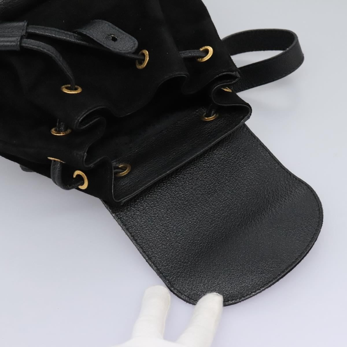 Gucci Vintage Bamboo Backpack Suede, BLACK, SUEDE, Backpack