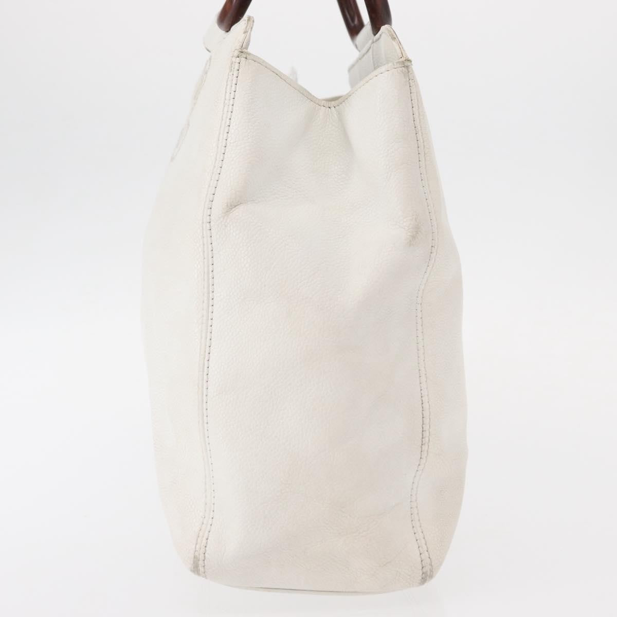 Chanel Vintage Wooden Ring Tote Caviar, WHITE, LEATHER, Tote bag