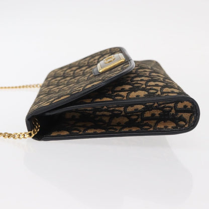 Christian Dior Vintage CD Chain Flap Shoulder Bag Diorissimo Canvas, NAVY, CANVAS, Shoulder bag