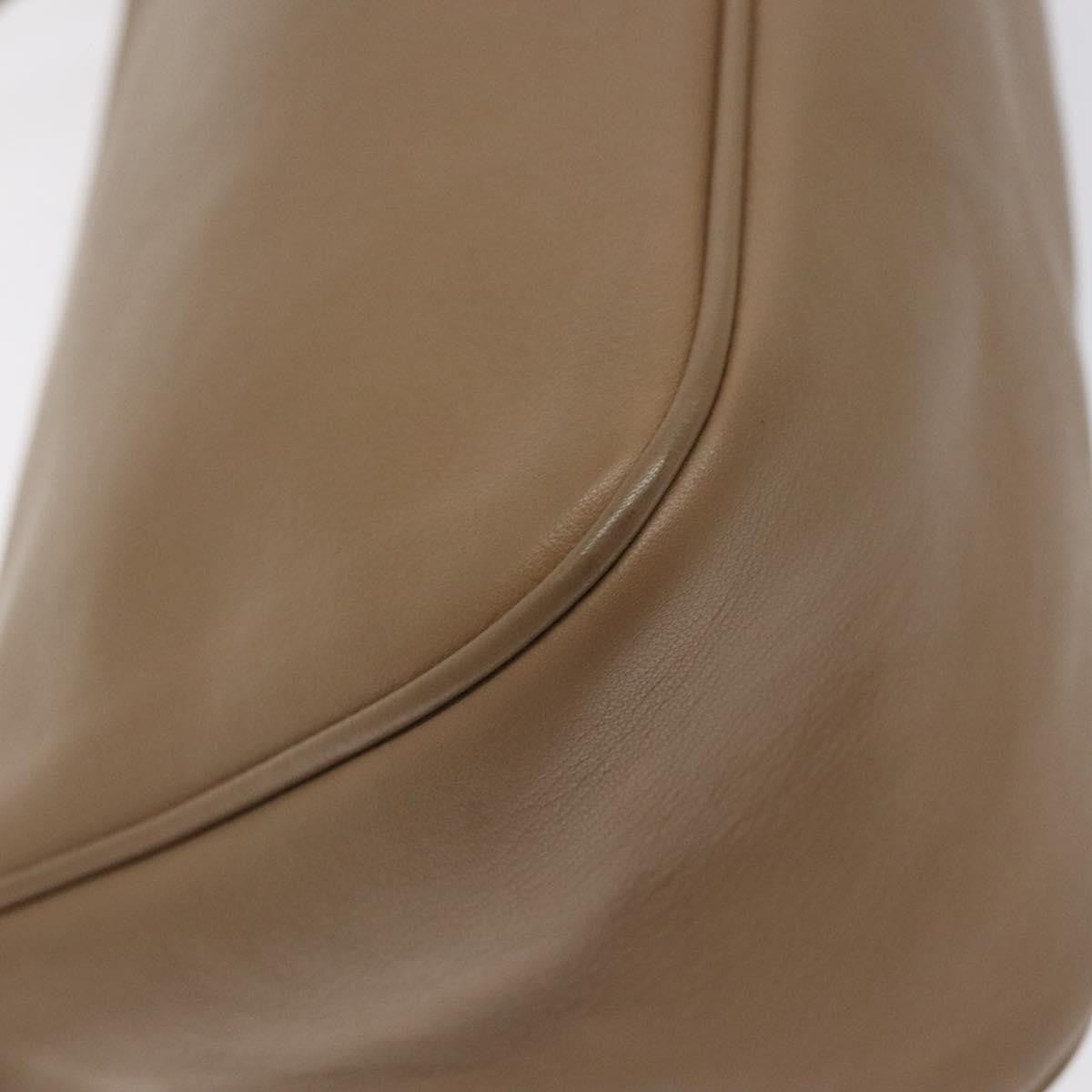 Salvatore Ferragamo Vintage Gancini Pochette Leather, BEIGE, LEATHER, Clutche & pouche