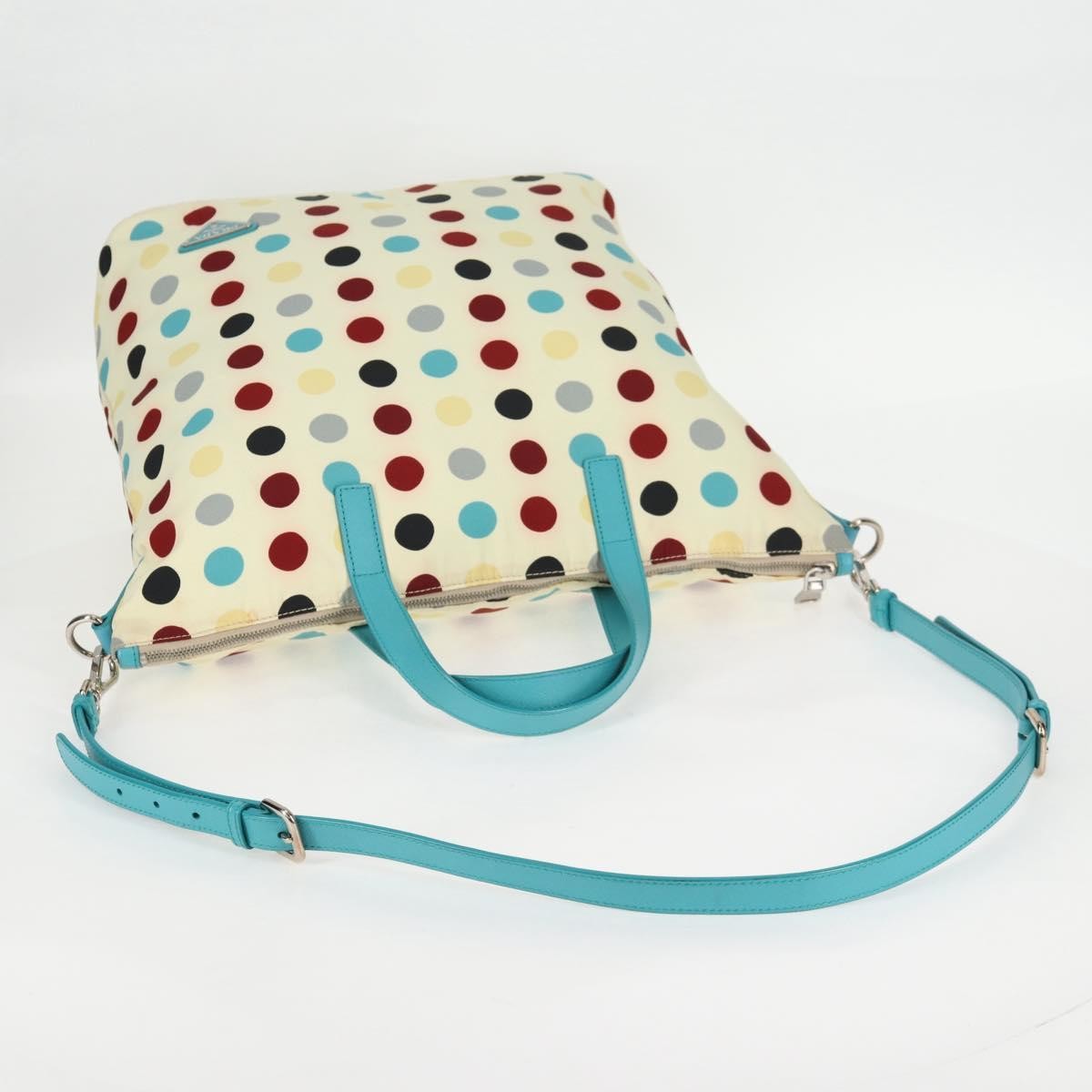Prada Convertible Tote Printed Tessuto with Saffiano, WHITE, NYLON, Tote bag