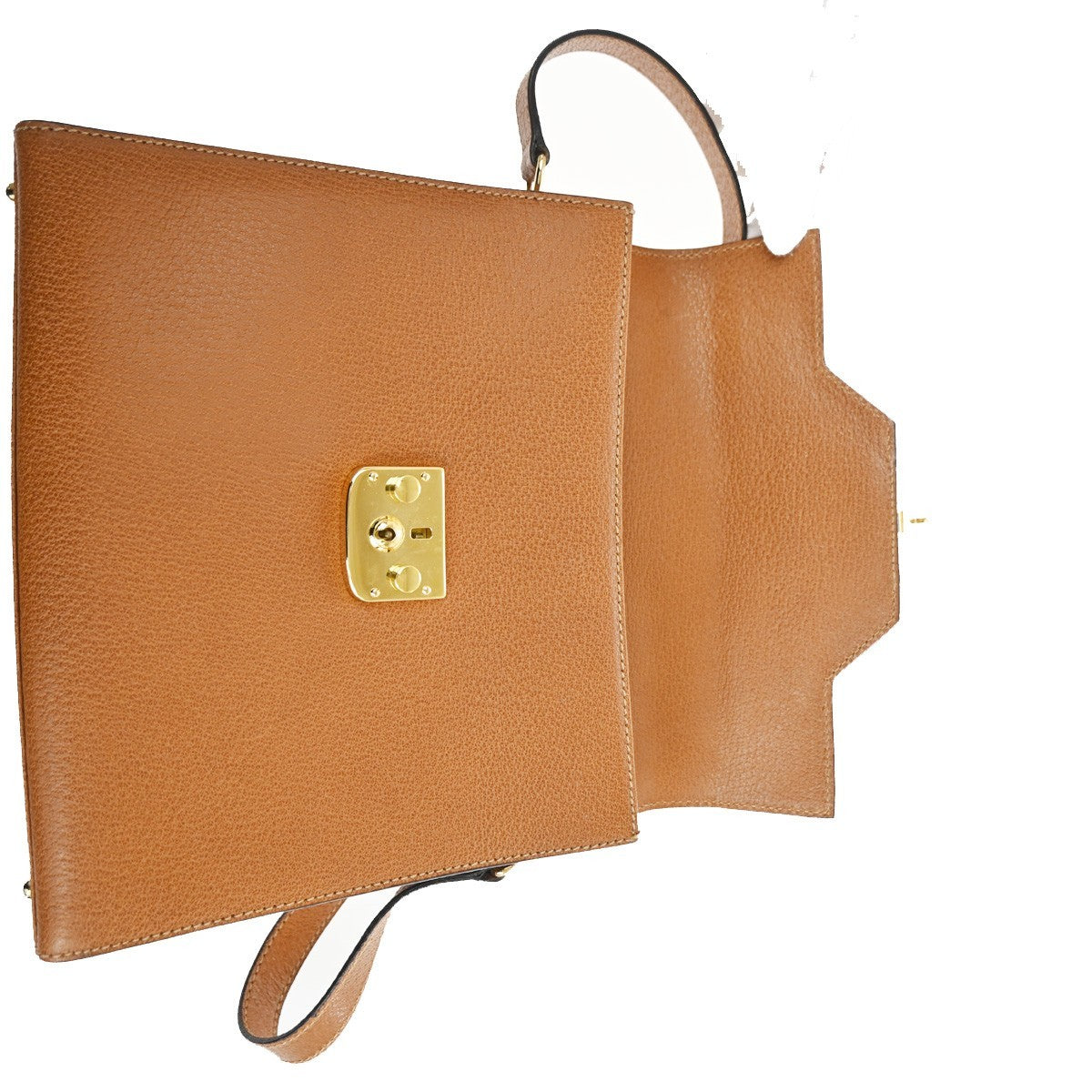 Gucci Vintage Lady Lock Top Handle Bag Leather, Brown, Leather, Shoulder Bag