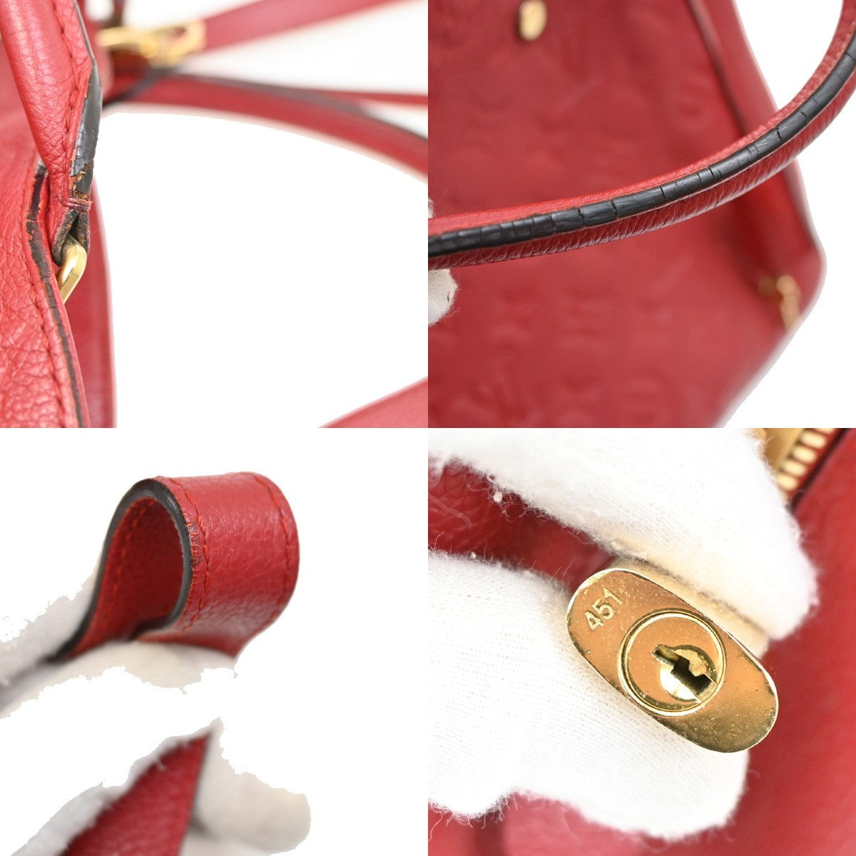 Louis Vuitton Montaigne Handbag Monogram Empreinte Leather, RED, LEATHER, Handbag