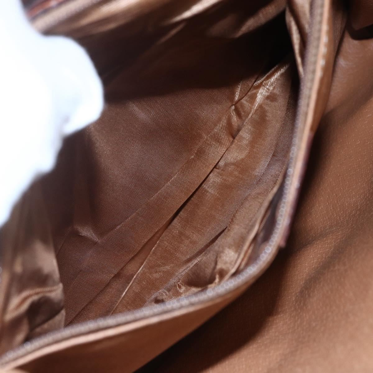 Celine Vintage Macadam Circle Logo Shoulder Bag Canvas and Leather, BROWN, CANVAS, Shoulder bag