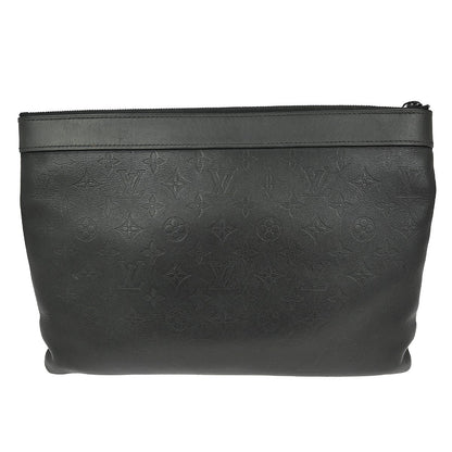 Louis Vuitton Discovery Pochette Monogram Shadow Leather, BLACK, LEATHER, Clutche & pouche