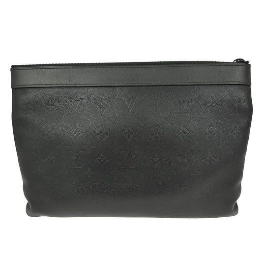 Louis Vuitton Discovery Pochette Monogram Shadow Leather, BLACK, LEATHER, Clutche & pouche