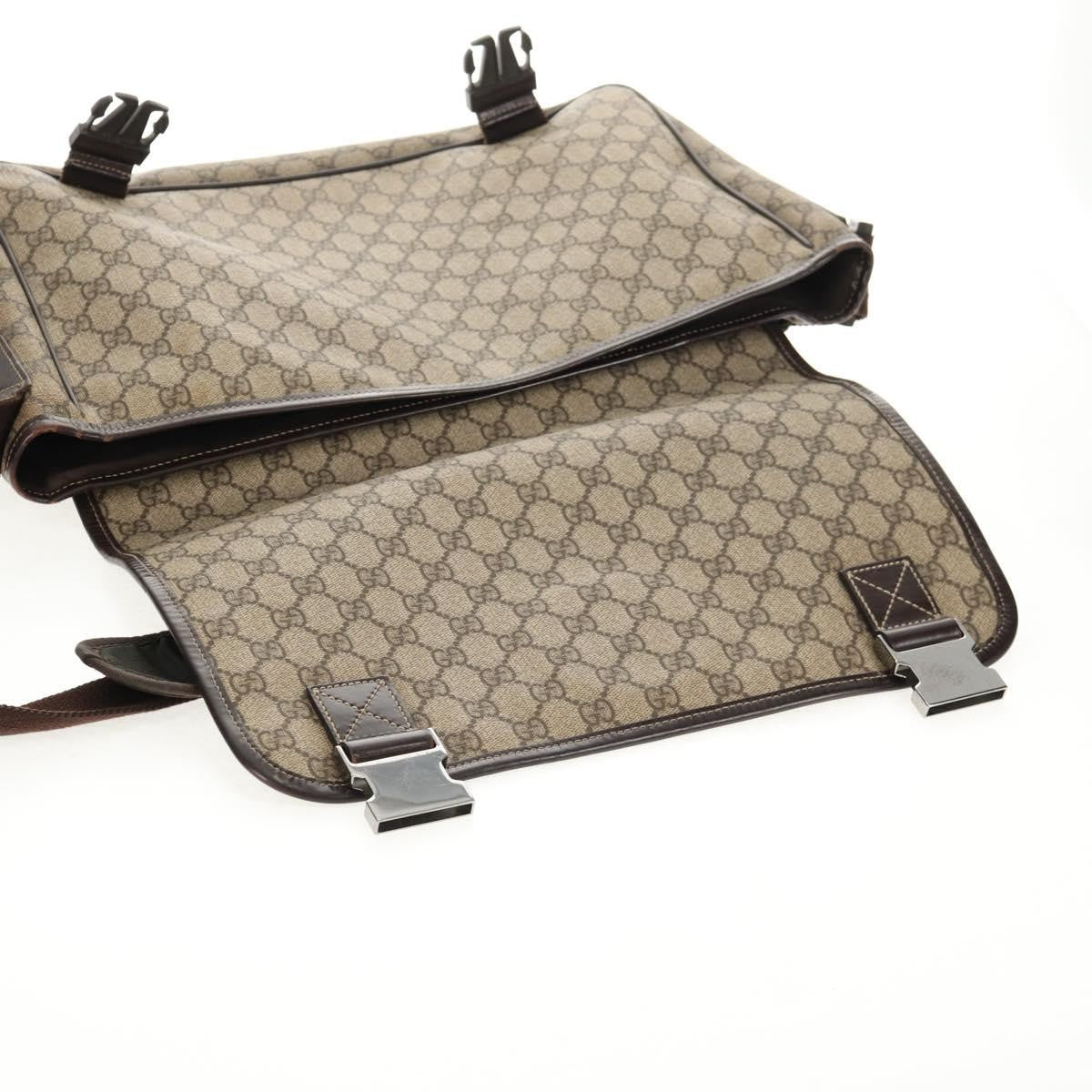 Gucci Interlocking G Messenger Bag GG Coated Canvas, BROWN, PVC, Crossbody bag