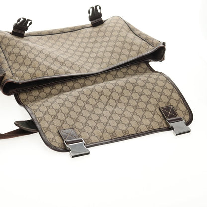 Gucci Interlocking G Messenger Bag GG Coated Canvas, BROWN, PVC, Crossbody bag