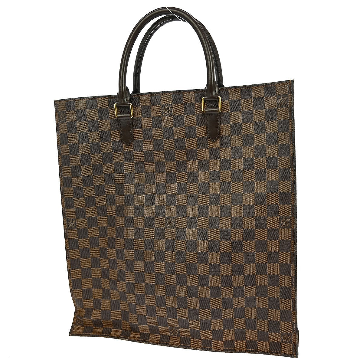 Louis Vuitton Sac Plat Bag Damier, BROWN, CANVAS, Tote bag