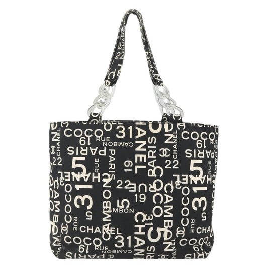 Chanel 31 Rue Cambon Beach Zip Tote Printed Canvas, BLACK, CANVAS, Tote bag
