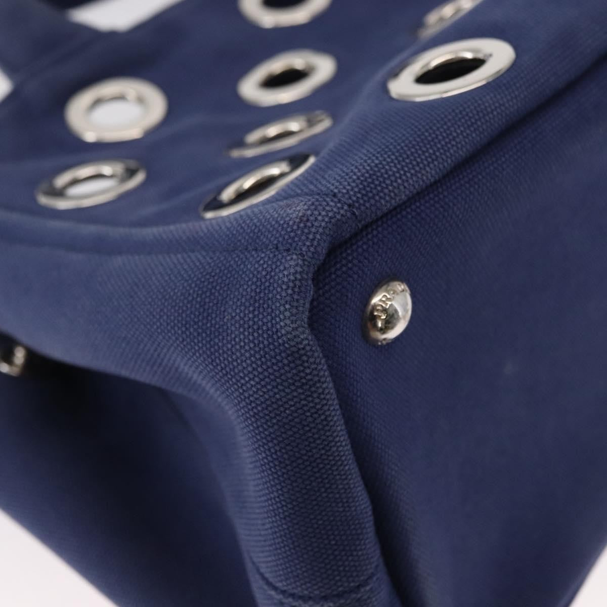 Prada Canapa Convertible Tote Grommet Embellished Canvas, BLUE, CANVAS, Tote bag