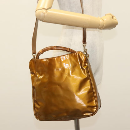 Gucci Vintage Bamboo Handle Bag Patent leather, GOLD, PATENT_LEATHER, Handbag