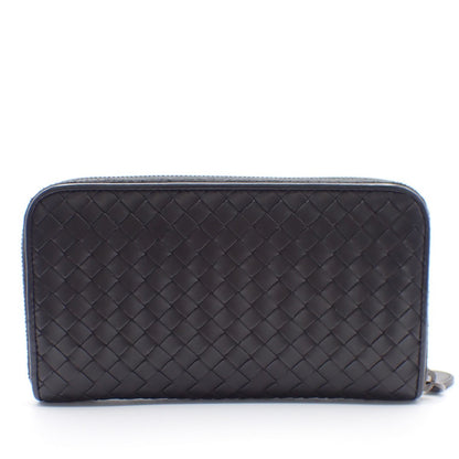 Bottega Veneta Intrecciato Long Zip  Wallet Leather, Black, Leather, Wallet
