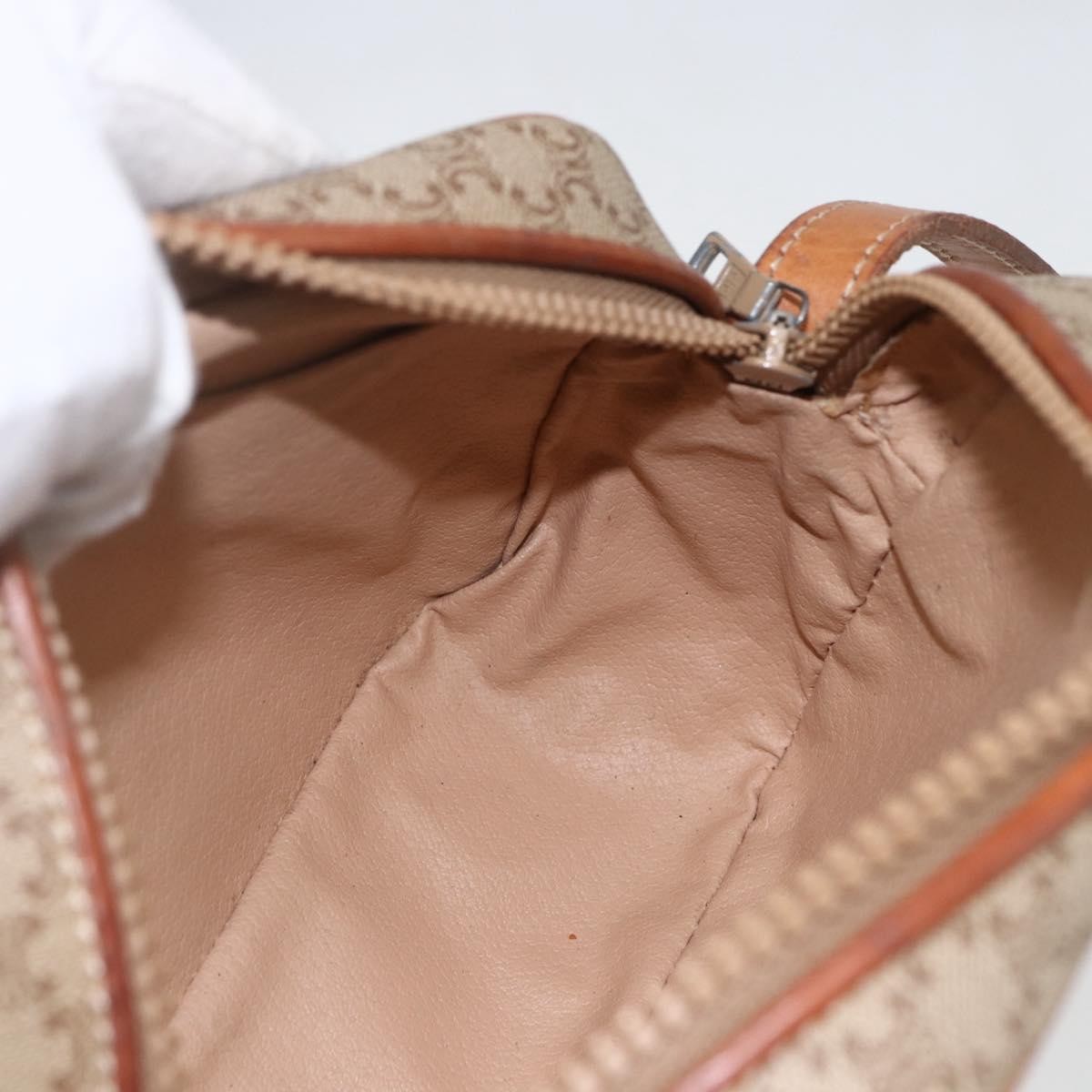 Celine Vintage Macadam Shoulder Bag Canvas and Leather, BEIGE, CANVAS, Shoulder bag