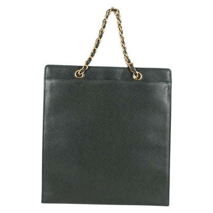 Chanel Vintage CC Lock Pocket Chain Tote Caviar, GREEN, LEATHER, Handbag