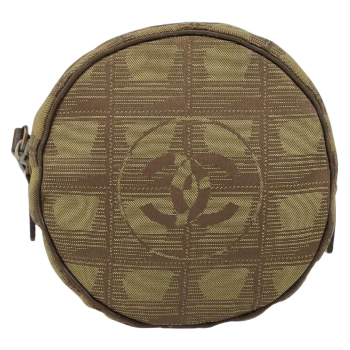Chanel Travel Line Round Wristlet Nylon, BEIGE, NYLON, Clutche & pouche