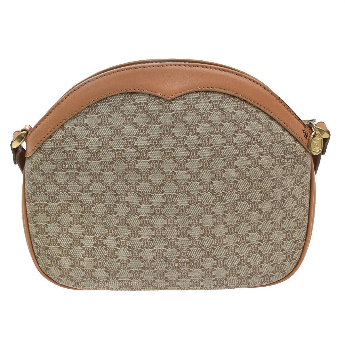 Celine Vintage Macadam Shoulder Bag Canvas and Leather, BROWN, CANVAS, Shoulder bag