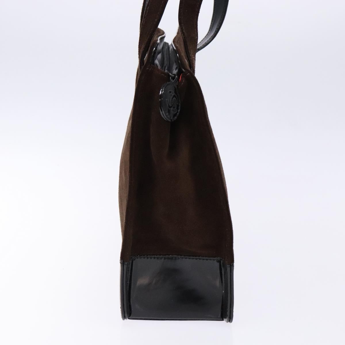 Chanel Vintage Logo Tote Suede, BROWN, SUEDE, Tote bag