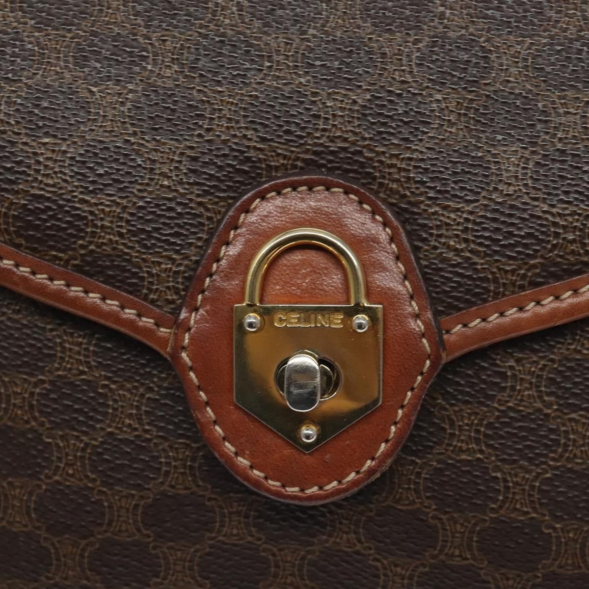 Celine Vintage Macadam Shoulder Bag Canvas and Leather, BROWN, CANVAS, Shoulder bag