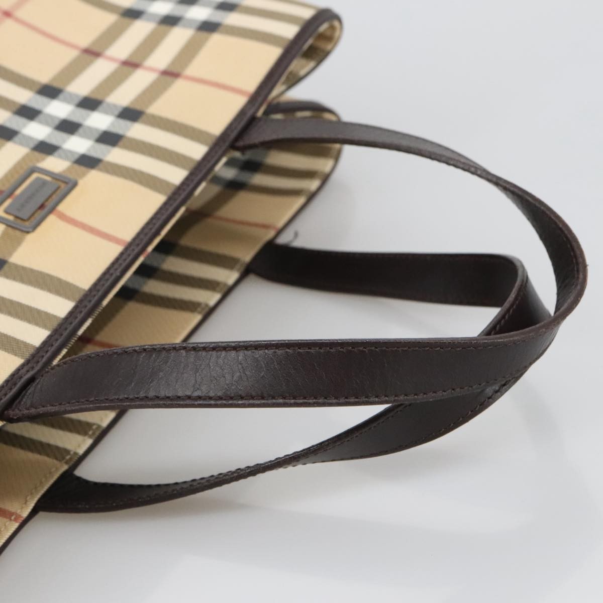 Burberry Top Handle Tote Haymarket Coated Canvas, BEIGE, CANVAS, Tote bag