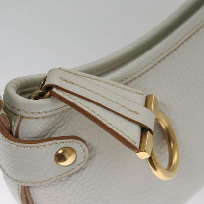 Salvatore Ferragamo Gancini Shoulder Bag Leather, WHITE, LEATHER, Shoulder bag