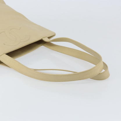 Chanel Vintage CC Logo Tote Leather, BEIGE, LEATHER, Tote bag