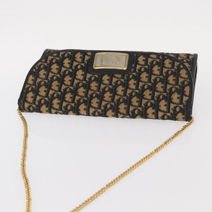 Christian Dior Vintage CD Chain Flap Shoulder Bag Diorissimo Canvas, NAVY, CANVAS, Shoulder bag