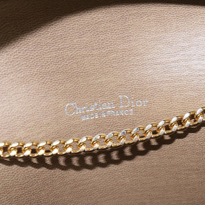 Christian Dior Vintage Honeycomb chain Canvas, BEIGE, CANVAS, Shoulder bag