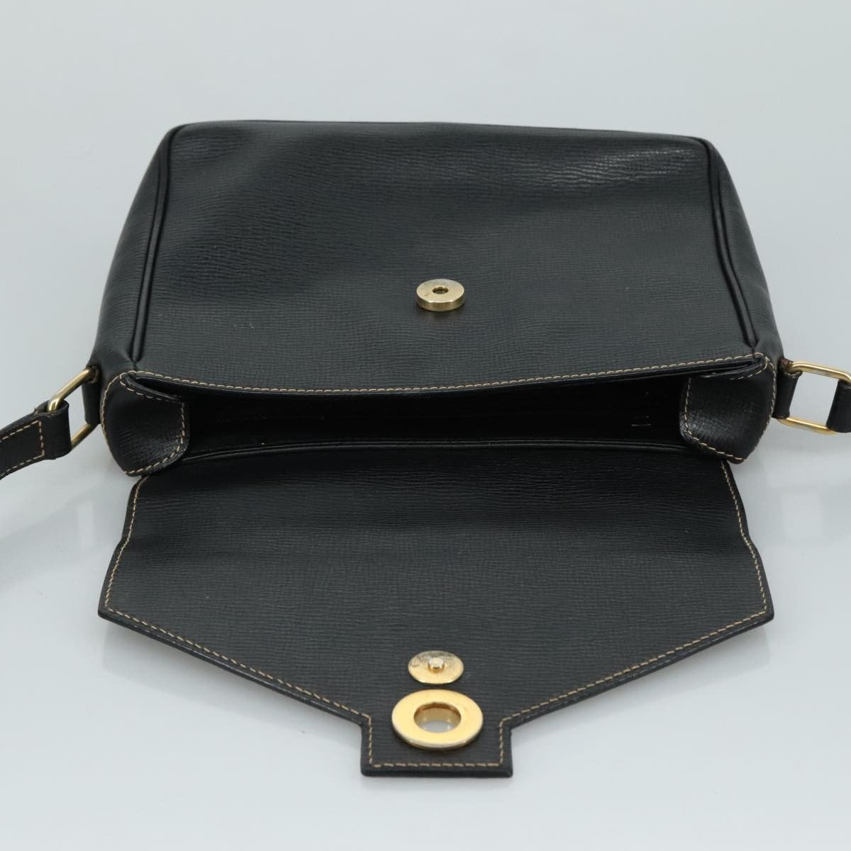Celine Circle logo Leather, BLACK, LEATHER, Shoulder bag