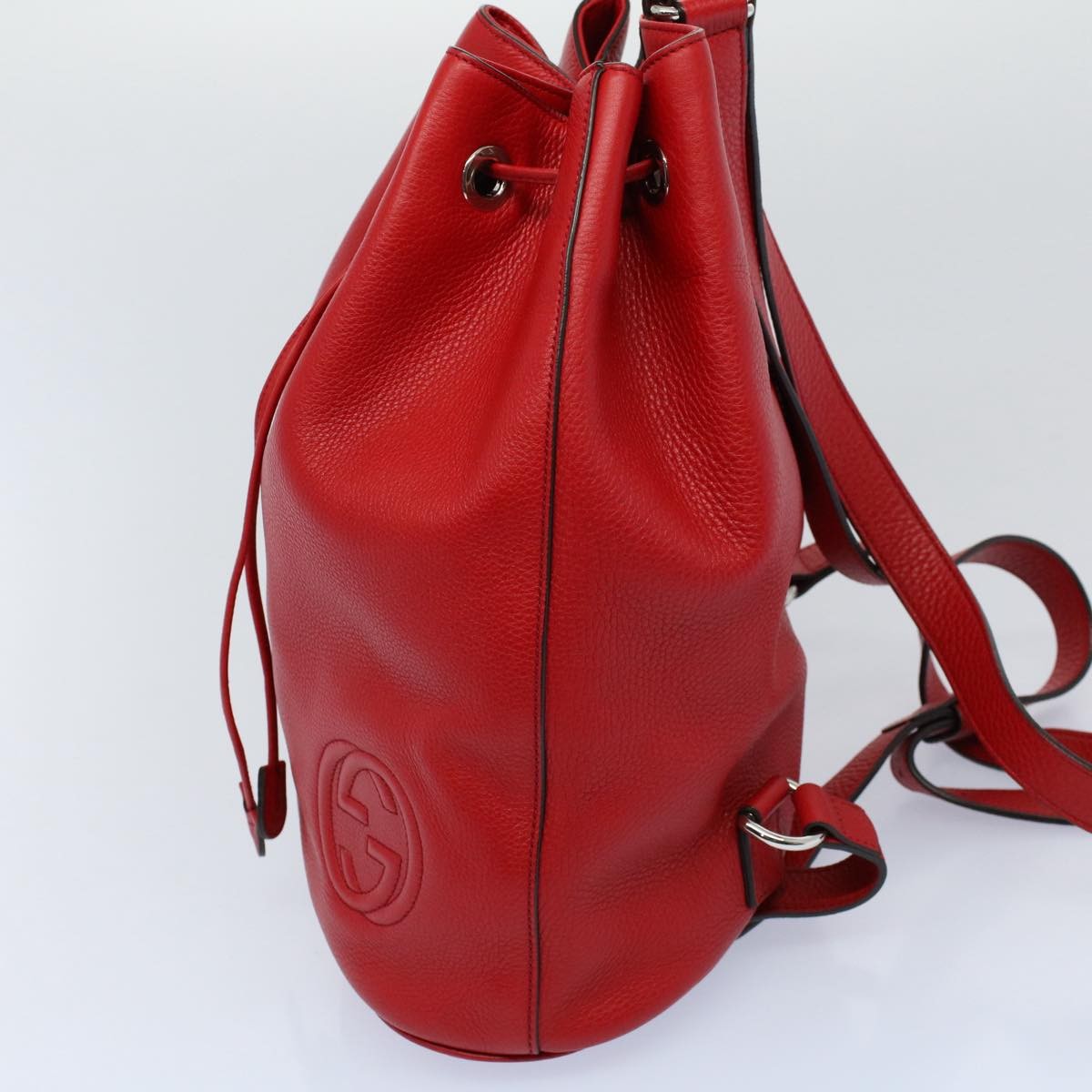 Gucci Soho Drawstring Backpack Leather, Red, Leather, Backpack