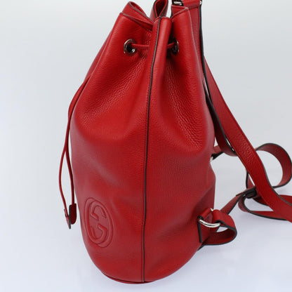 Gucci Soho Drawstring Backpack Leather, Red, Leather, Backpack