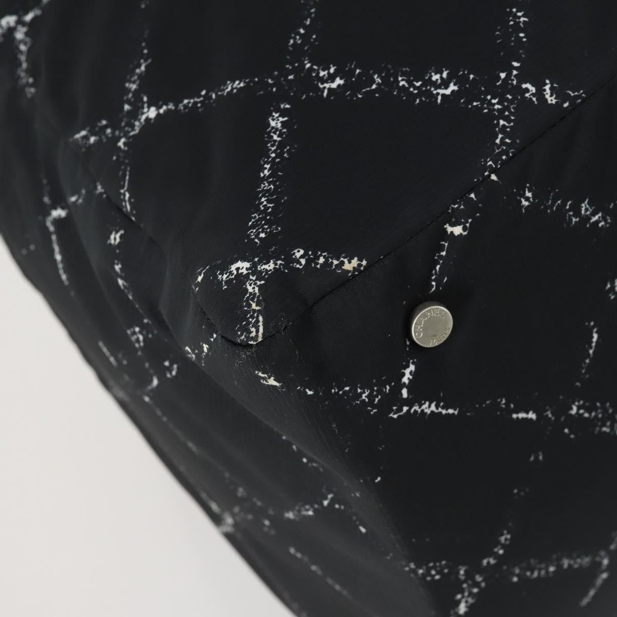 Chanel Travel Line Boston Bag Printed Nylon, BLACK, NYLON, Travel bag