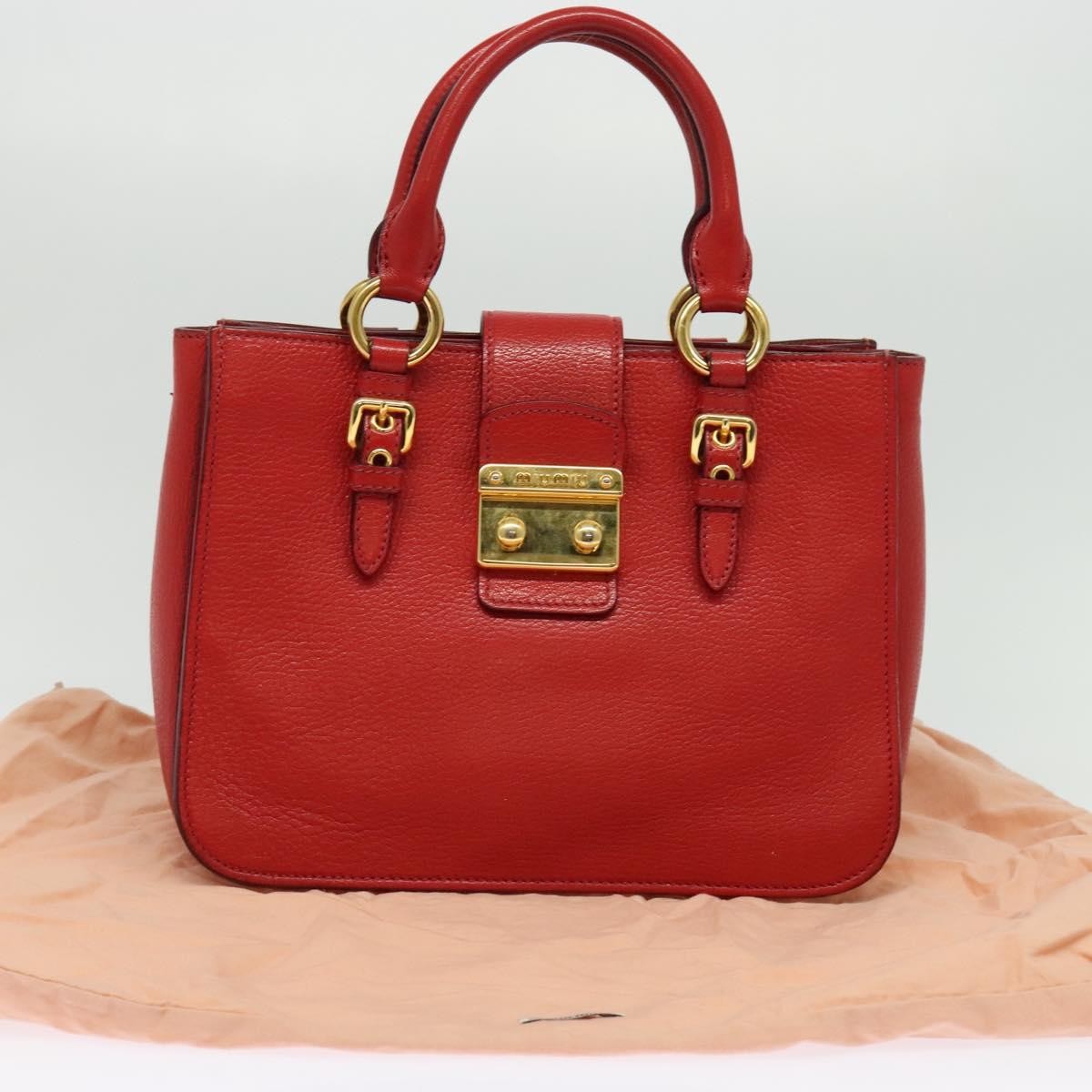 Miu Miu Madras Convertible Lock Tote Leather, RED, LEATHER, Handbag
