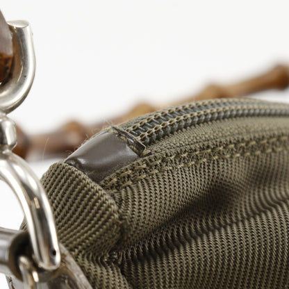 Gucci Vintage Bamboo Shoulder Bag Nylon, KHAKI, NYLON, Shoulder bag