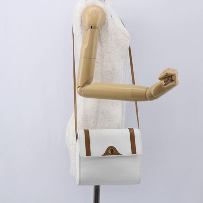 Christian Dior Vintage CD Logo Shoulder Bag Leather, WHITE, LEATHER, Shoulder bag