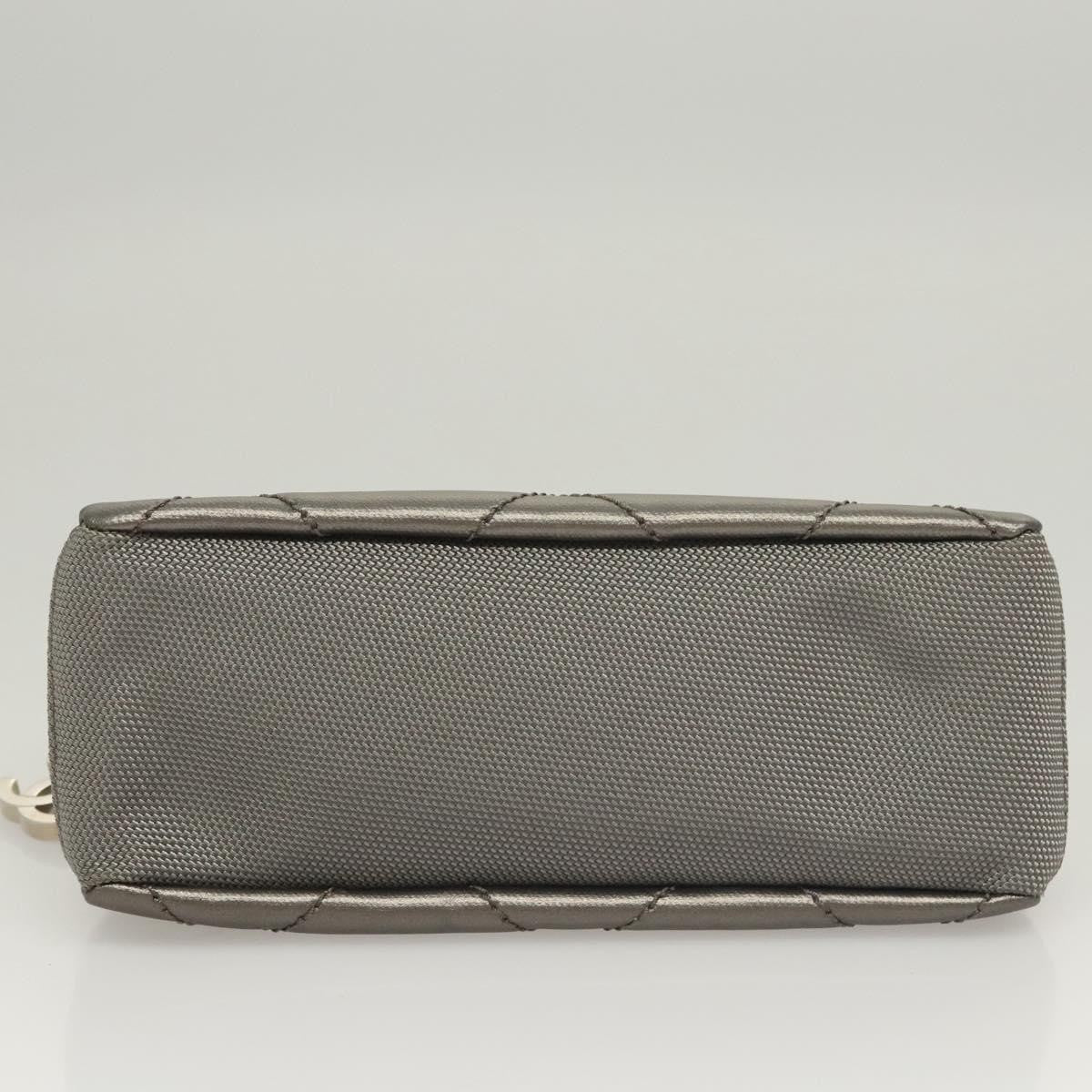 Chanel Biarritz Cosmetic Pouch Quilted Coated Canvas, GRAY, PVC, Clutche & pouche