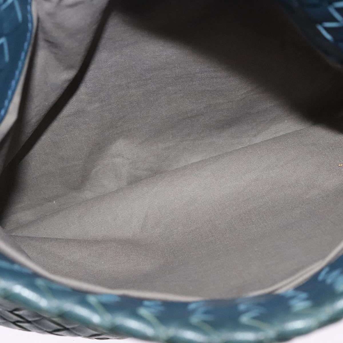 Bottega Veneta Flat Messenger Bag Intrecciato Nappa, BLUE, LEATHER, Shoulder bag