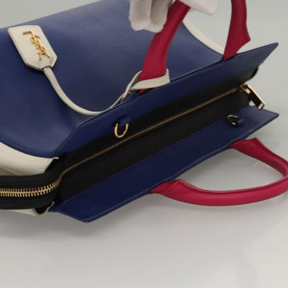 Saint Laurent Rive Gauche Cabas Leather, BLUE, LEATHER, Handbag