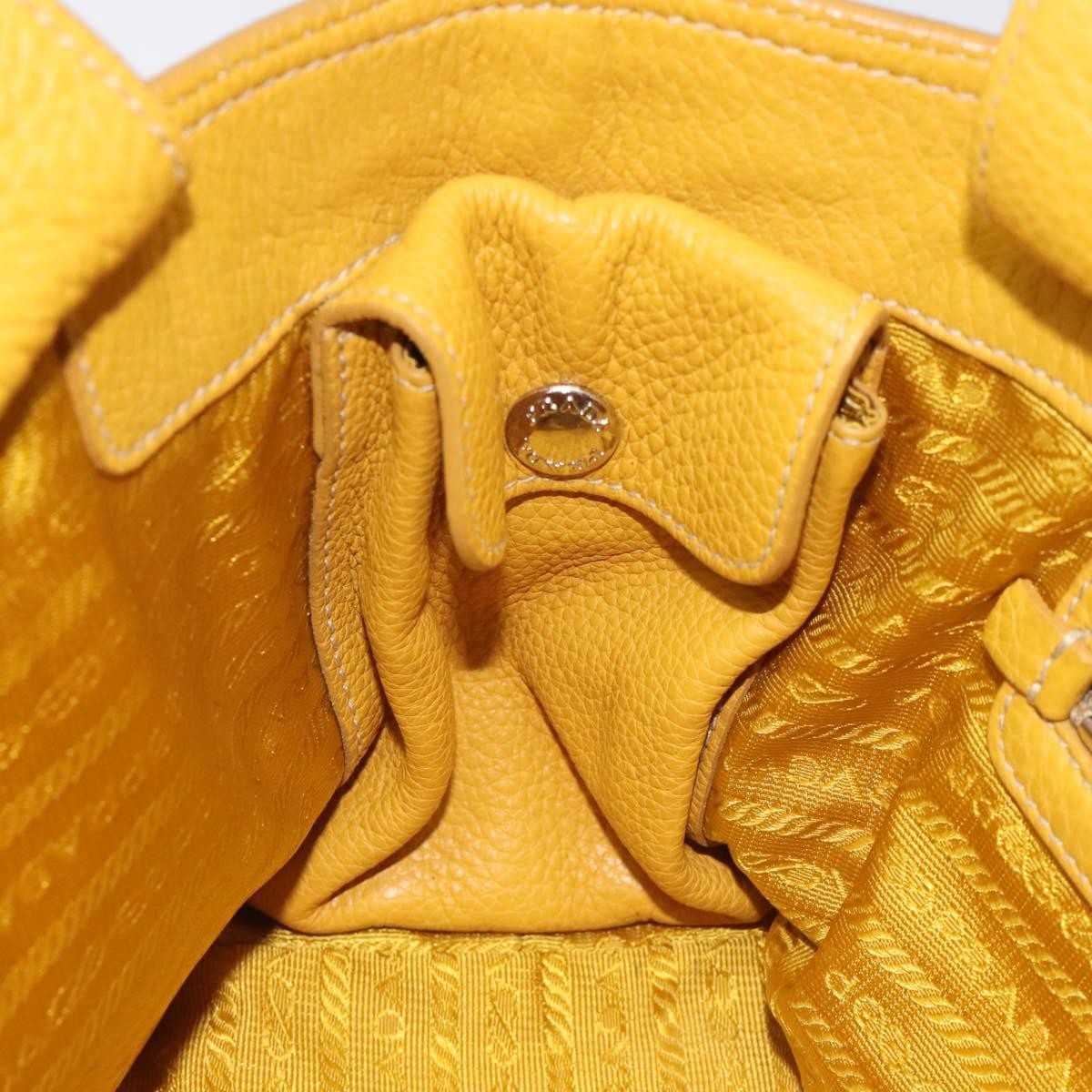 Prada Vintage Handbag Leather, YELLOW, LEATHER, Handbag